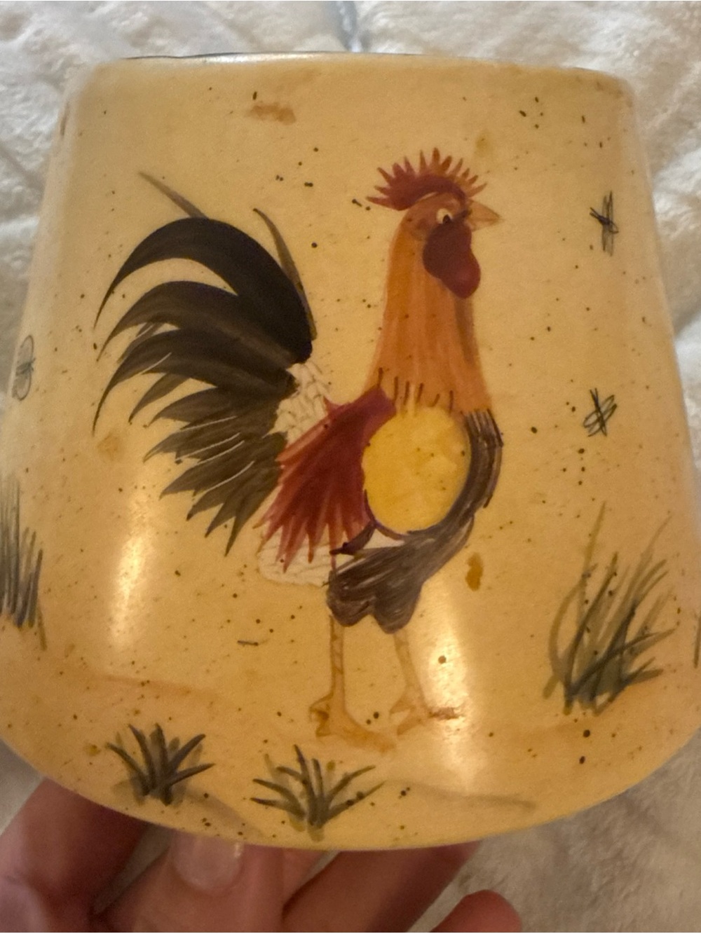 Home Interiors Ceramic Rooster Candle Jar Shade Topper Farmhouse Country Decor